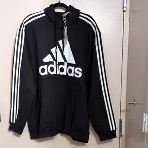 NWT men's Adidas Black Pullover with White Accents & Pockets, size 2XL